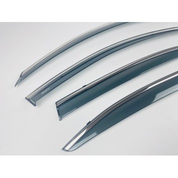 Дефлекторы окон Skoda Octavia A-5 2004-2013 Sedan/HB с нерж. хром полоской-3